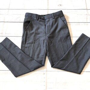 David Oliver Gray Slim-Fit Dress Pants
